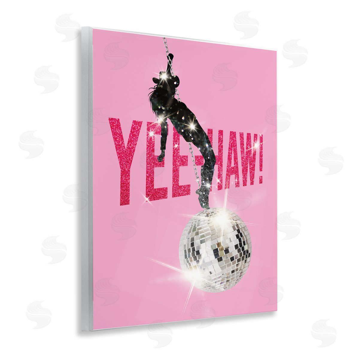 Susan Arnot Yeehaw Disco Cowgirl Wooden Wall Plaque Art Print
