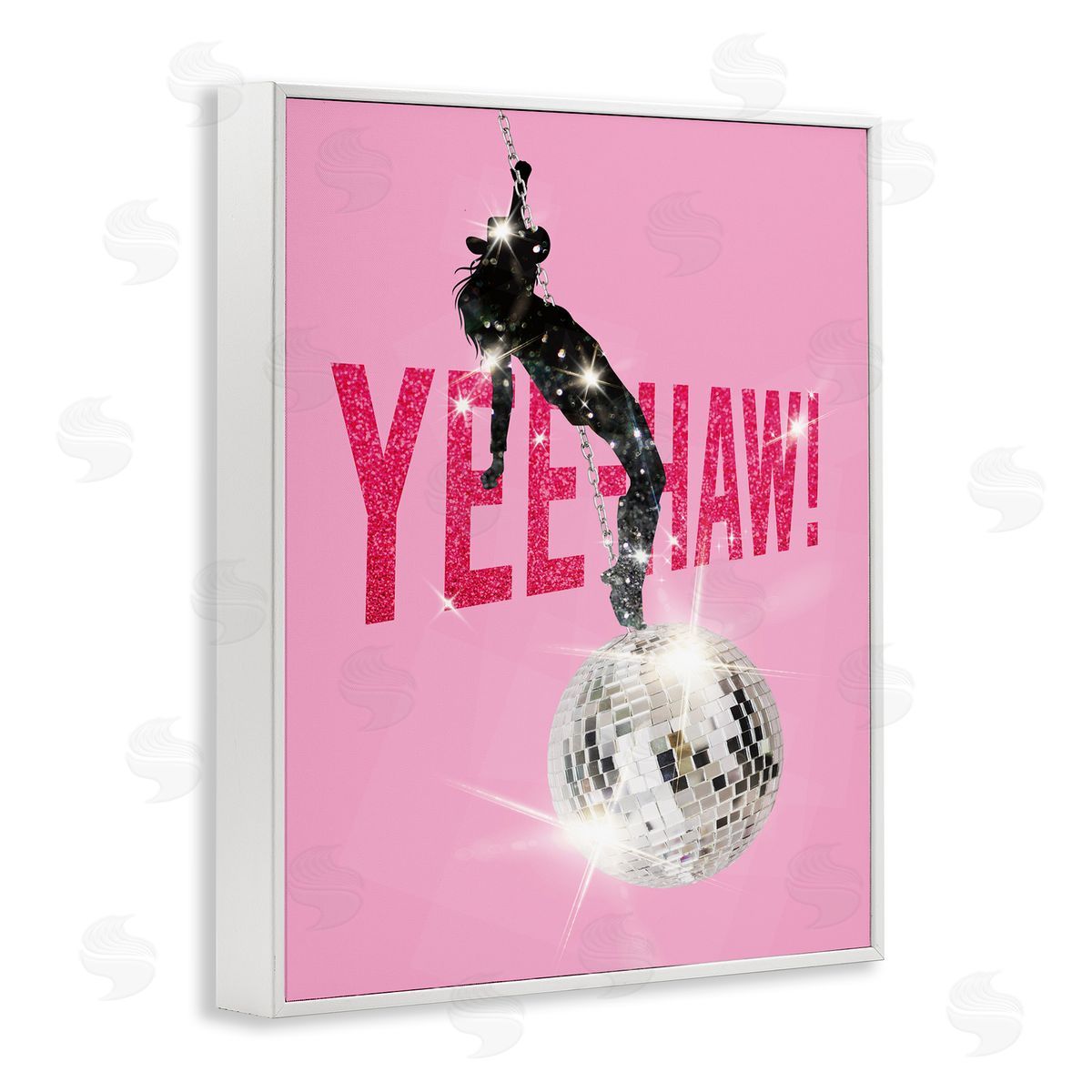 Susan Arnot Yeehaw Disco Cowgirl White Framed Giclee Wall Art Print