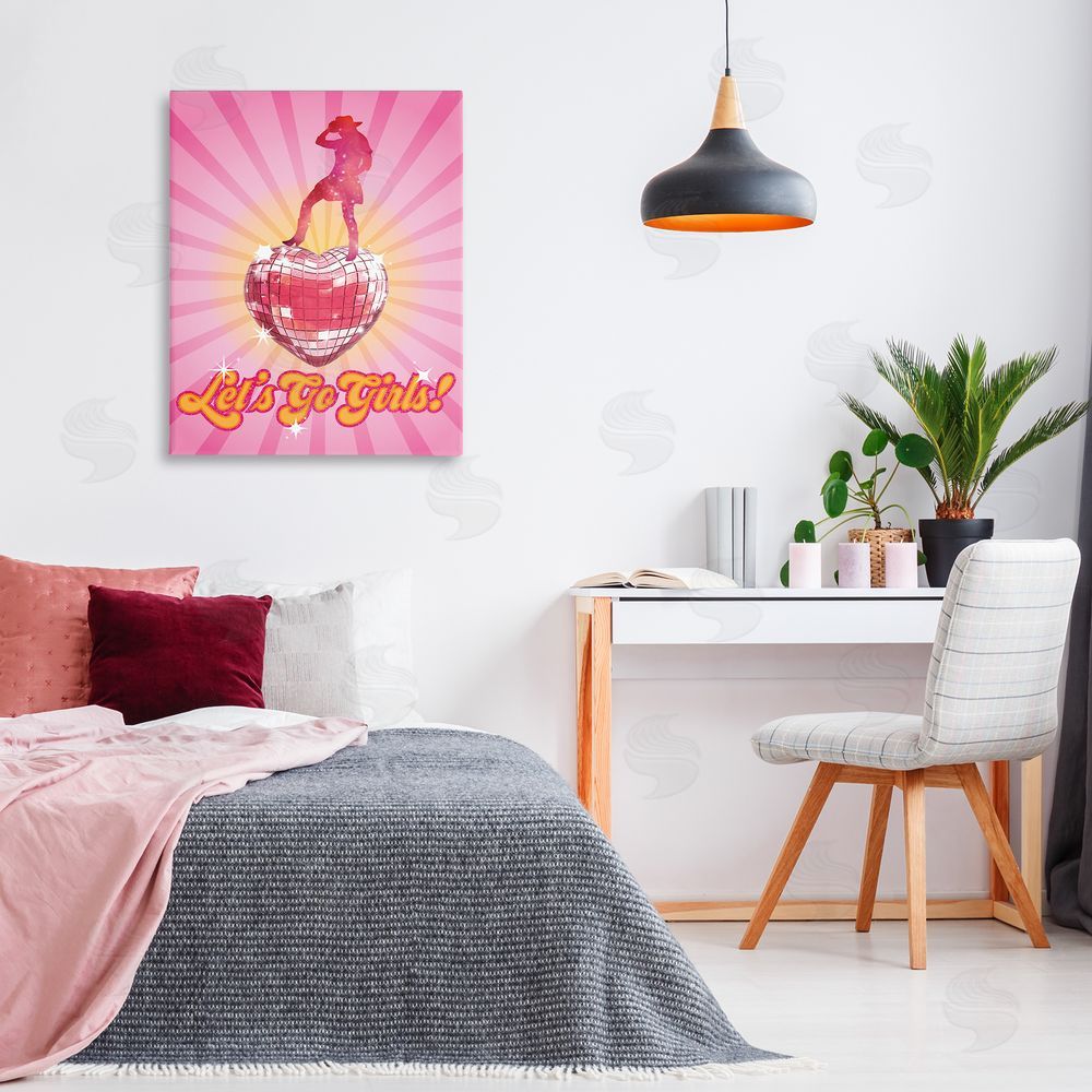 Susan Arnot Let's Go Girls Disco Canvas Wall Art Print in Room