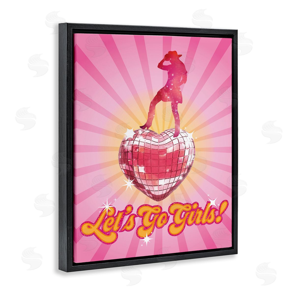 Susan Arnot Let's Go Girls Disco Black Floating Frame Canvas Wall Art Print