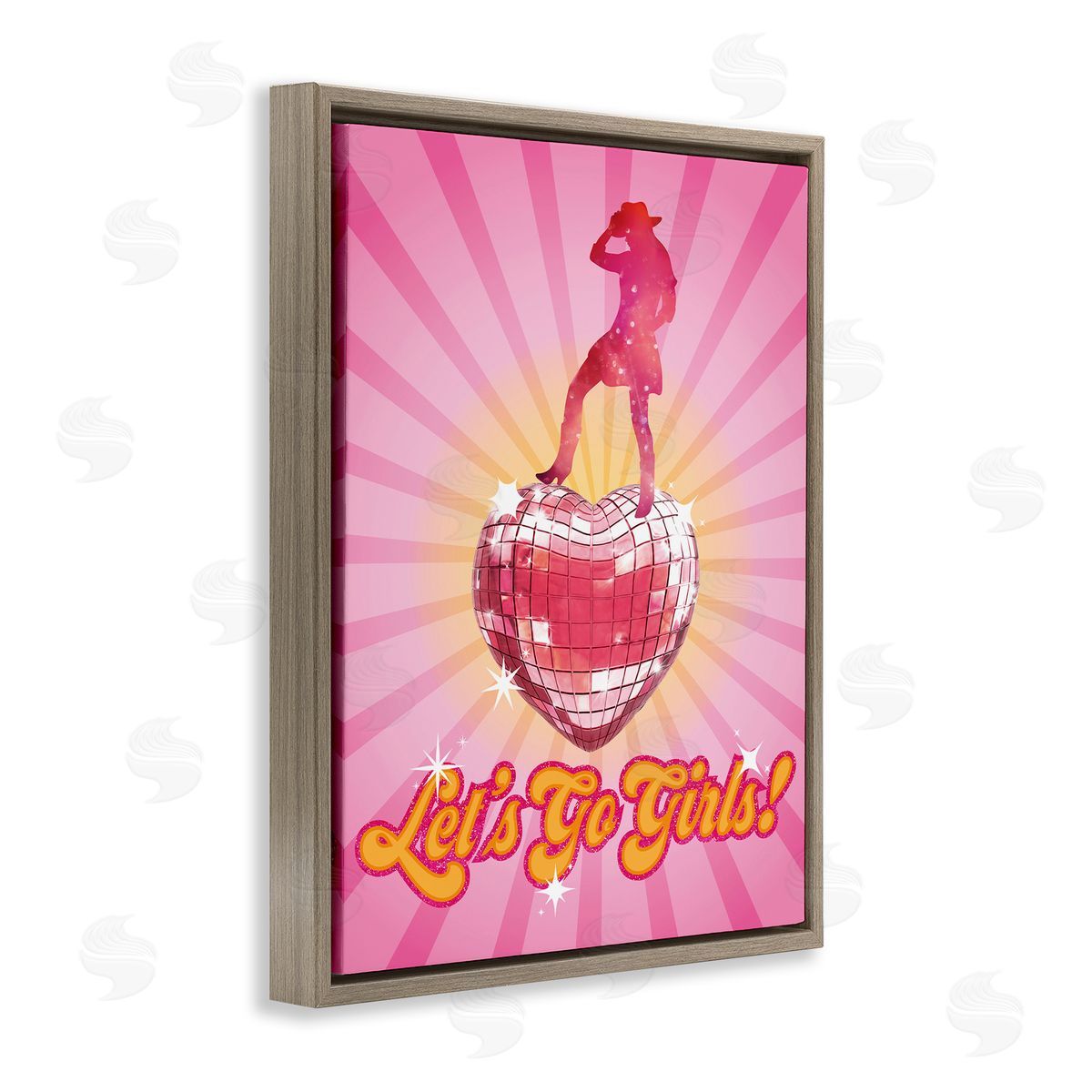 Susan Arnot Let's Go Girls Disco Brown Floating Frame Canvas Wall Art Print