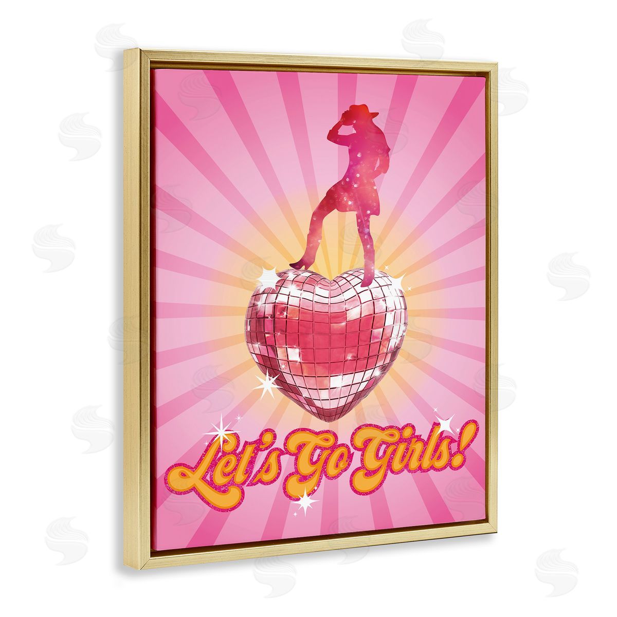 Susan Arnot Let's Go Girls Disco Gold Floating Frame Canvas Wall Art Print