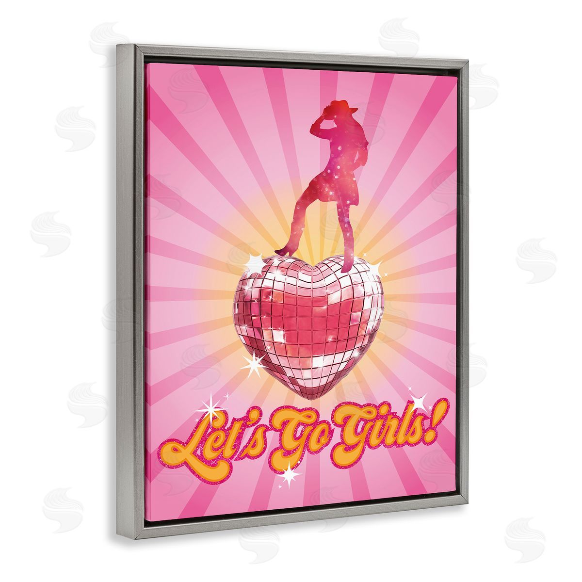 Susan Arnot Let's Go Girls Disco Gray Floating Frame Canvas Wall Art Print