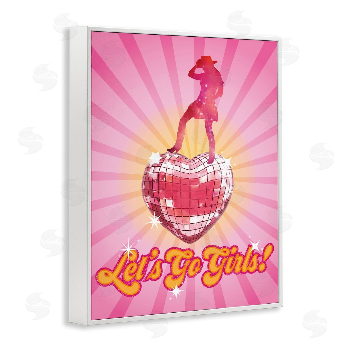 Susan Arnot Let's Go Girls Disco White Framed Giclee Wall Art Print