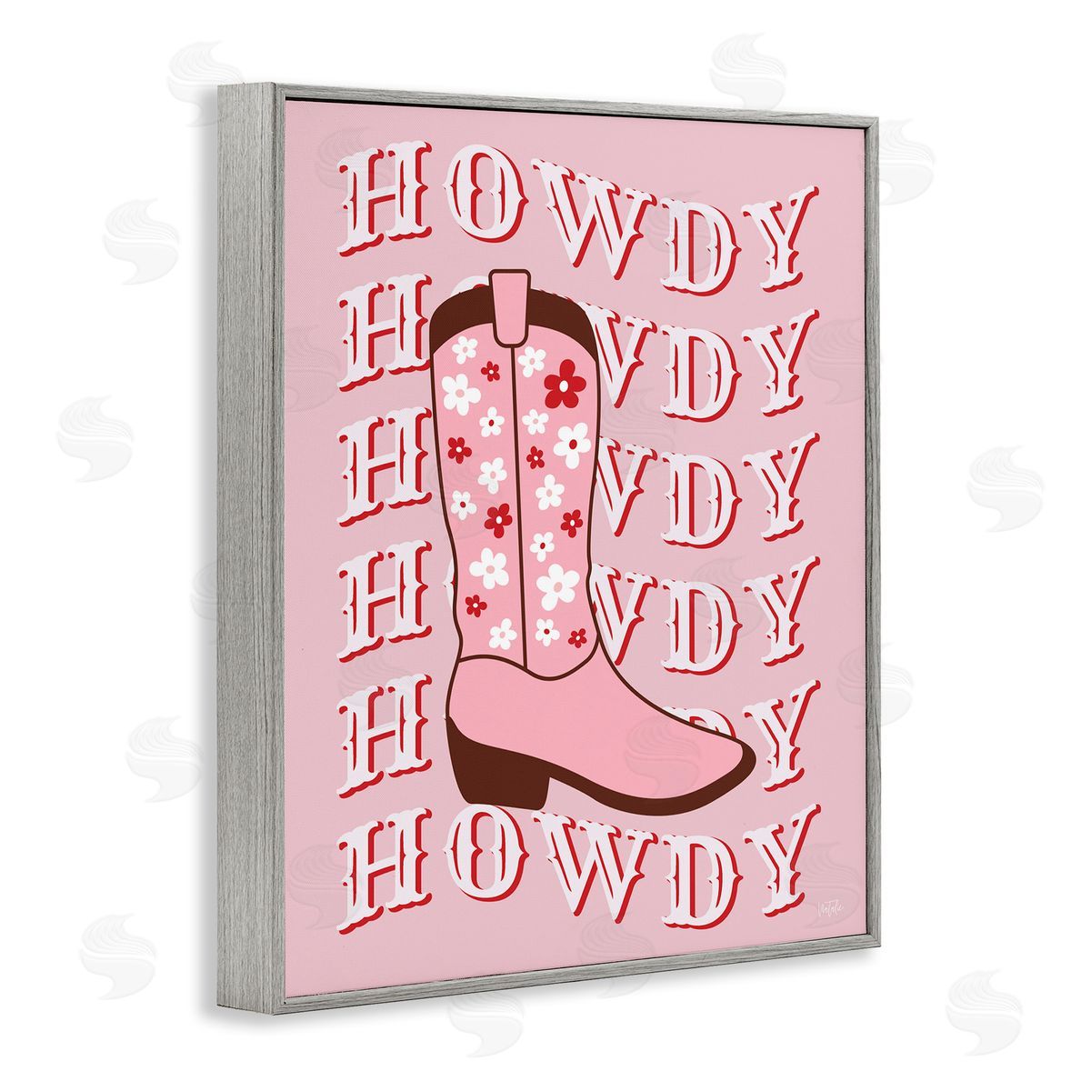 Natalie Carpentieri Howdy Pastel Cowgirl Boot Gray Framed Giclee Wall Art Print