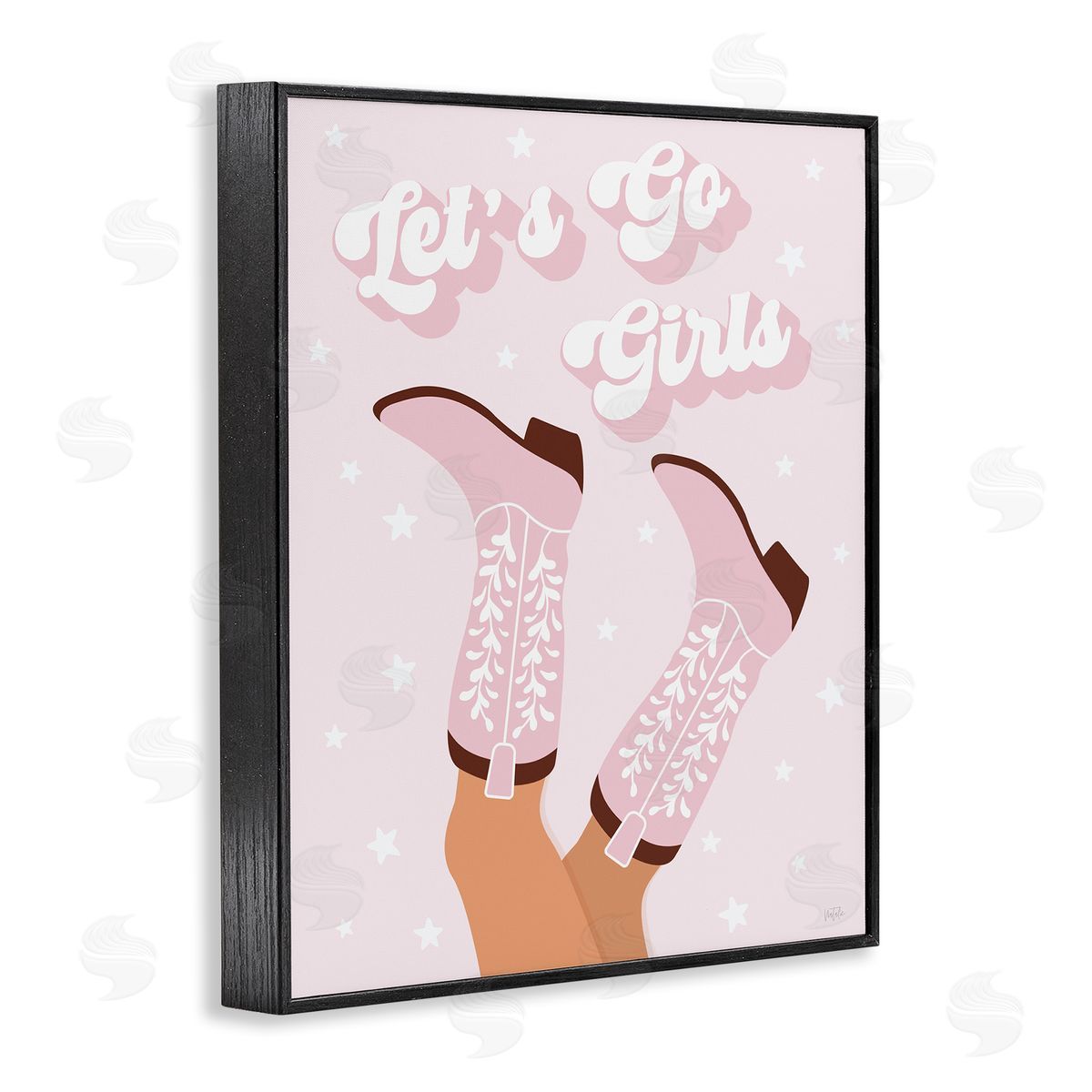 Natalie Carpentieri Let's Go Pastel Cowgirls Black Framed Giclee Wall Art Print