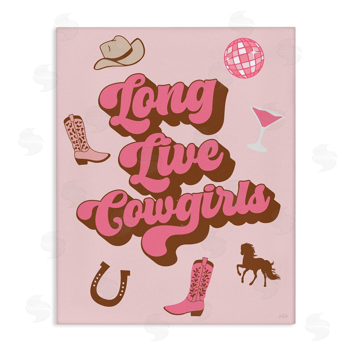 Natalie Carpentieri Retro Long Live Cowgirls Canvas Wall Art Print