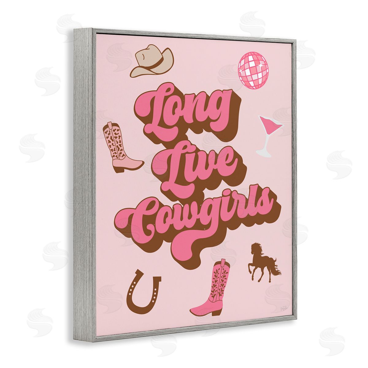 Natalie Carpentieri Retro Long Live Cowgirls Gray Framed Giclee Wall Art Print