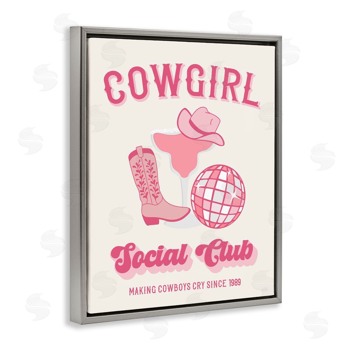 Natalie Carpentieri Cowgirl Social Club Gray Floating Frame Canvas Wall Art Print