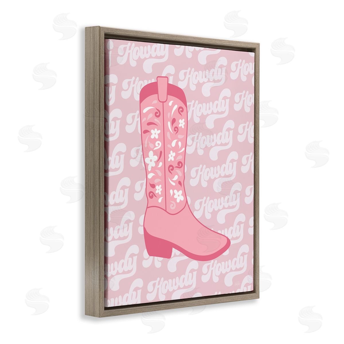 Natalie Carpentieri Pastel Cowgirl Boot Howdy Brown Floating Frame Canvas Wall Art Print