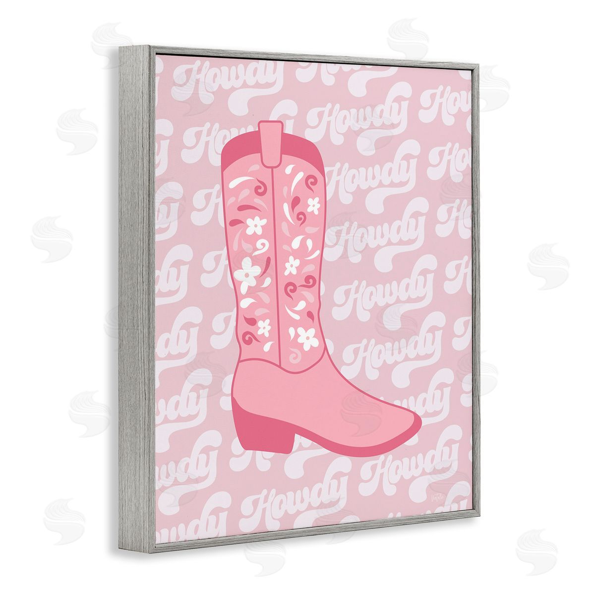 Natalie Carpentieri Pastel Cowgirl Boot Howdy Gray Framed Giclee Wall Art Print