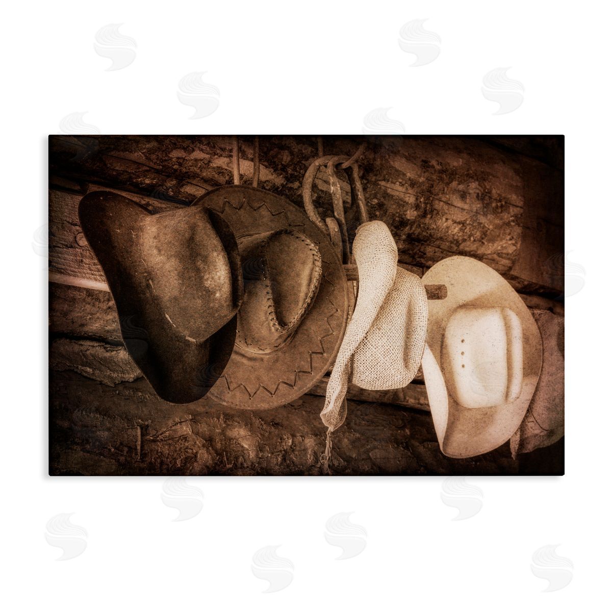 Danita Delimont Rustic Cowboy Hats Canvas Wall Art Print