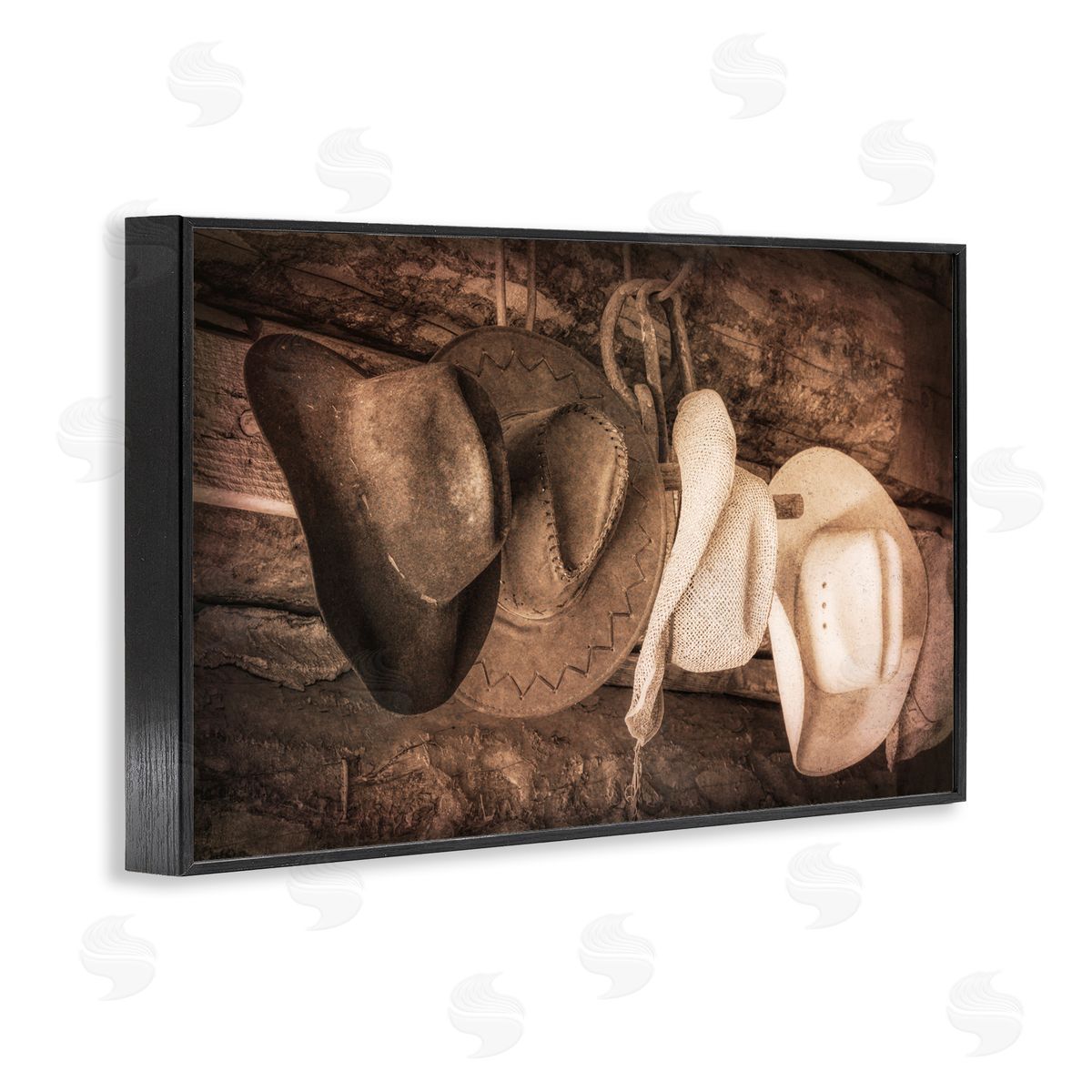 Danita Delimont Rustic Cowboy Hats Black Framed Giclee Wall Art Print