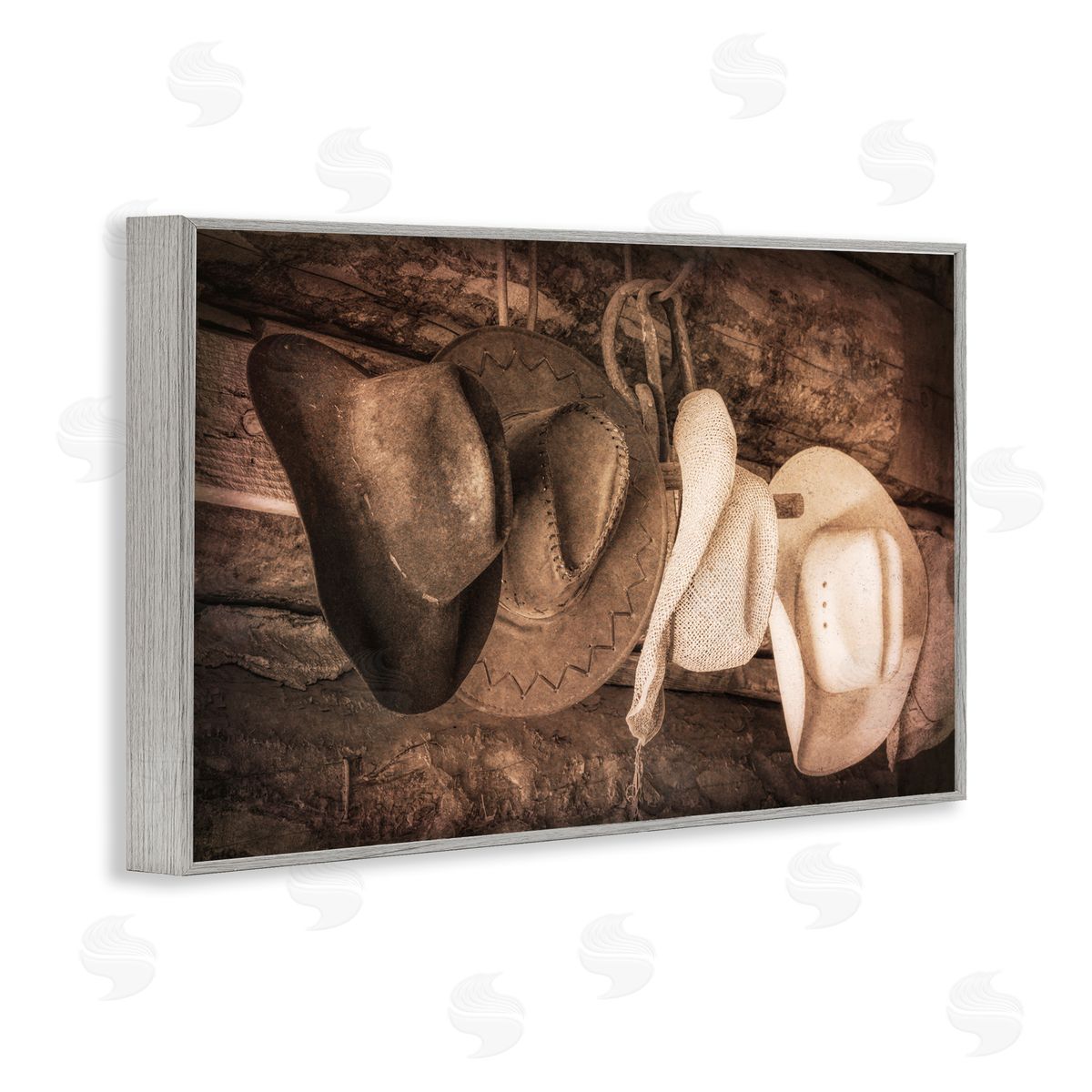 Danita Delimont Rustic Cowboy Hats Gray Framed Giclee Wall Art Print