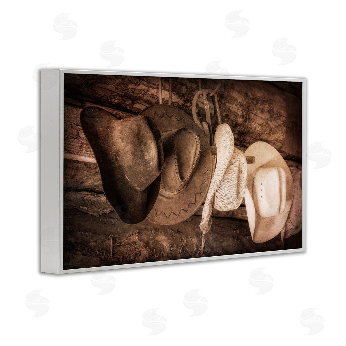 Danita Delimont Rustic Cowboy Hats White Framed Giclee Wall Art Print