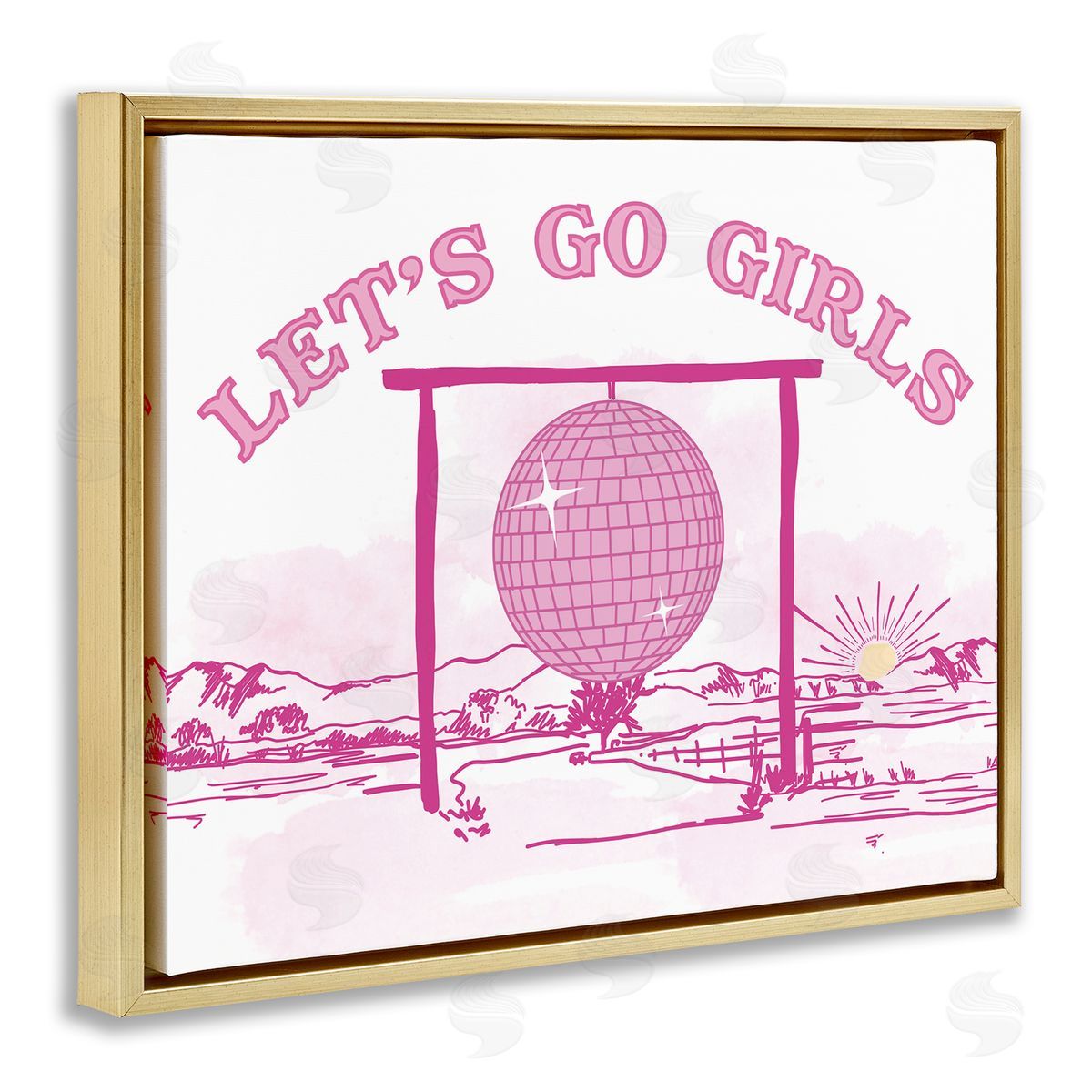Daniela Santiago Go Girls Western Disco Gold Floating Frame Canvas Wall Art Print
