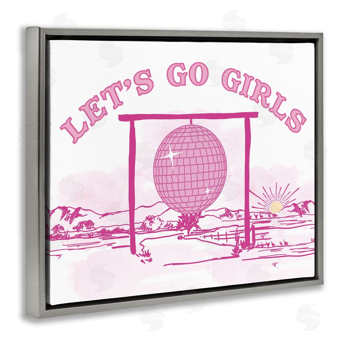 Daniela Santiago Go Girls Western Disco Gray Floating Frame Canvas Wall Art Print