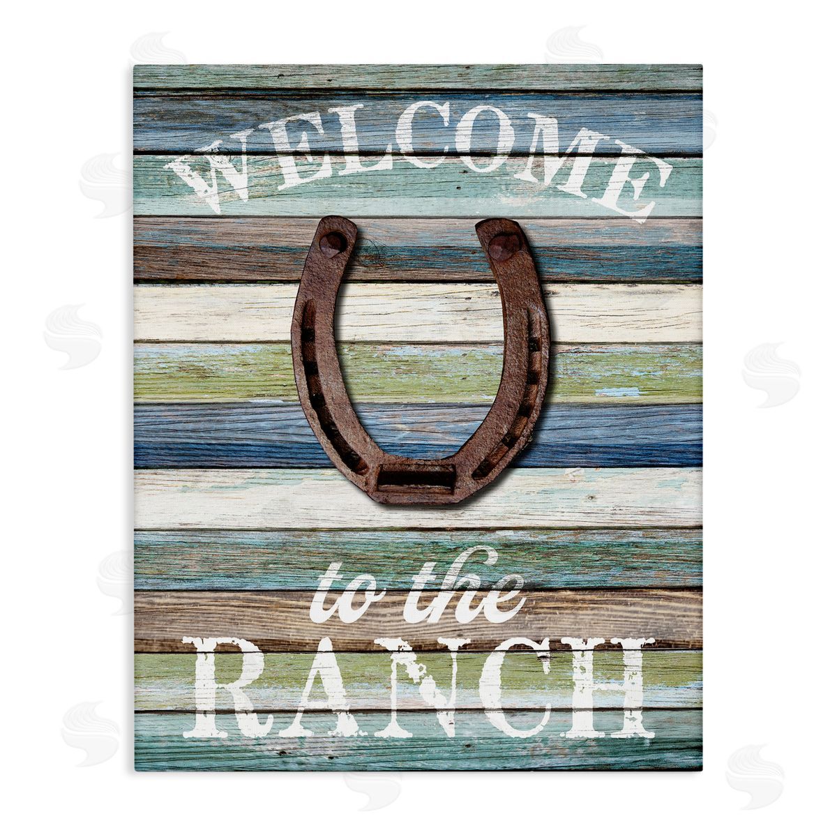 Susan Arnot Welcome Ranch with Horseshoe Canvas Wall Art Print
