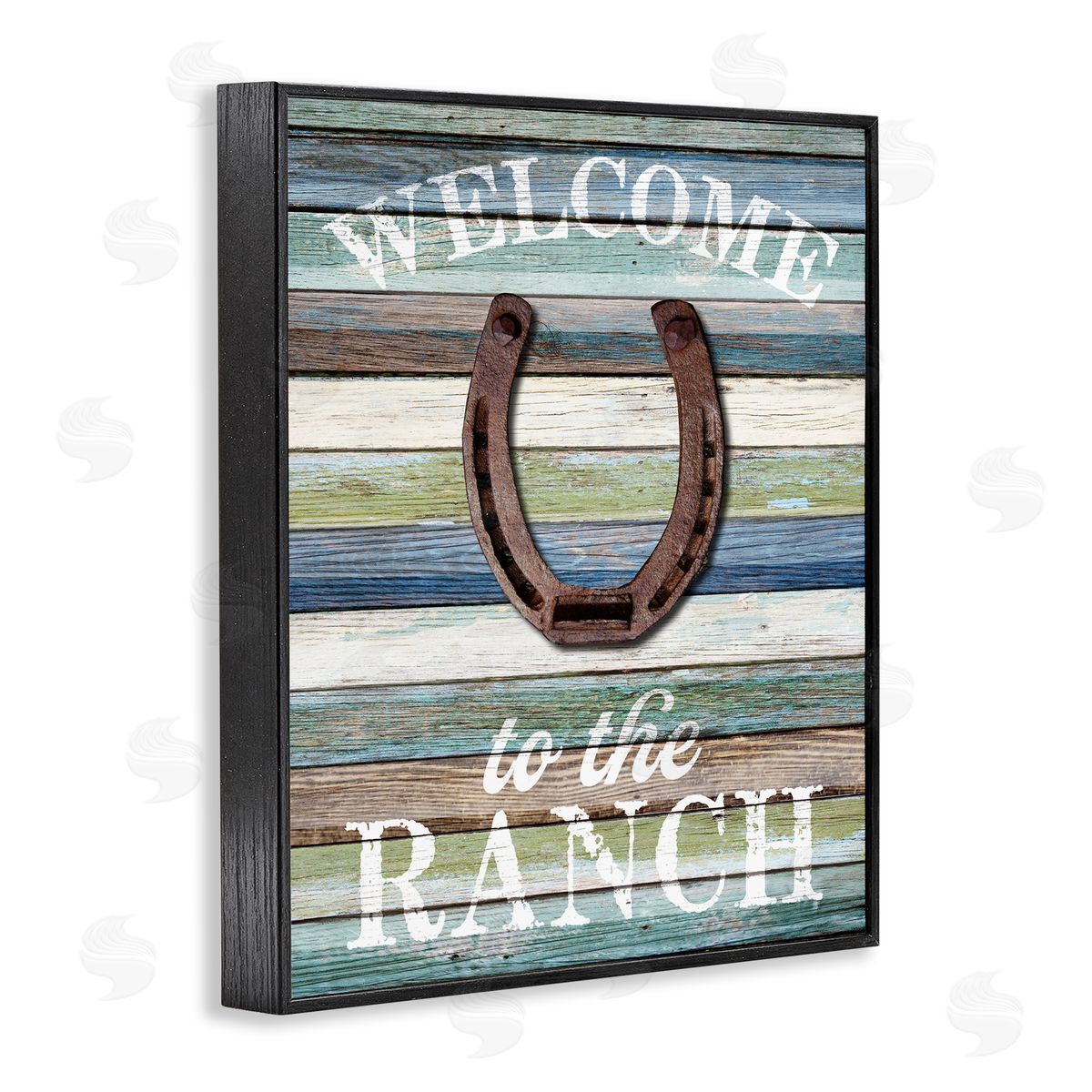 Susan Arnot Welcome Ranch with Horseshoe Black Framed Giclee Wall Art Print