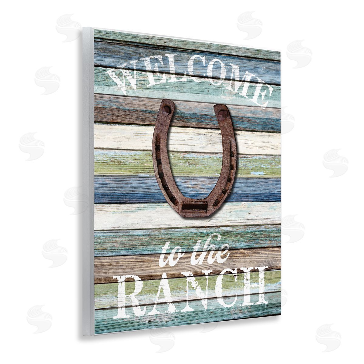 Susan Arnot Welcome Ranch with Horseshoe Wooden Wall Plaque Art Print