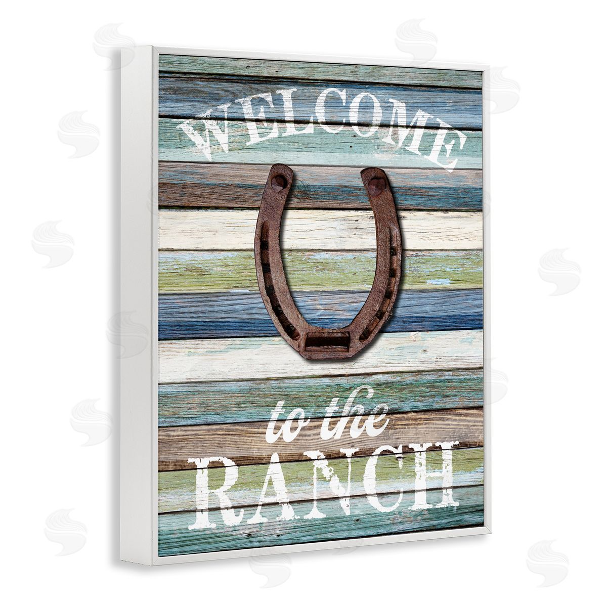 Susan Arnot Welcome Ranch with Horseshoe White Framed Giclee Wall Art Print