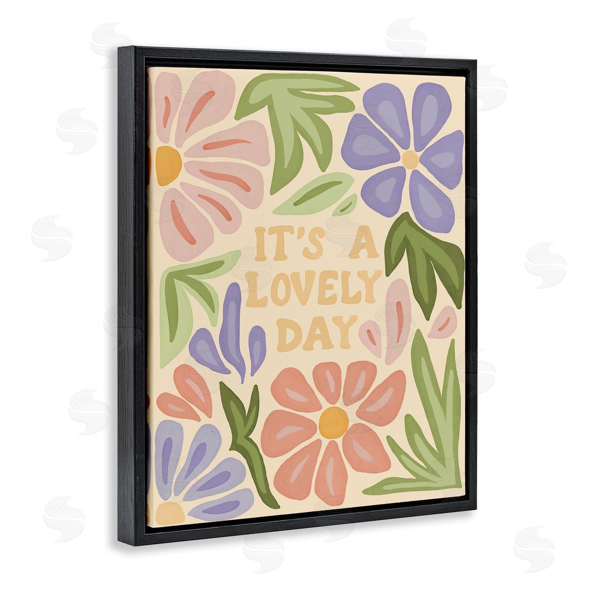 Amanda Houston Lovely Day with Florals Black Floating Frame Canvas Wall Art Print