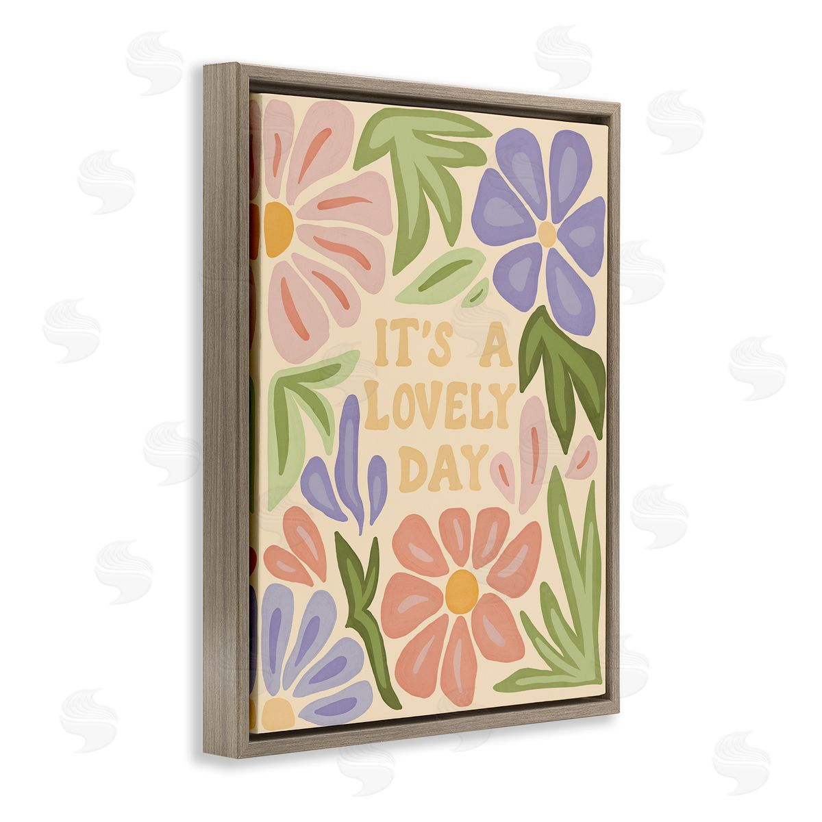 Amanda Houston Lovely Day with Florals Brown Floating Frame Canvas Wall Art Print