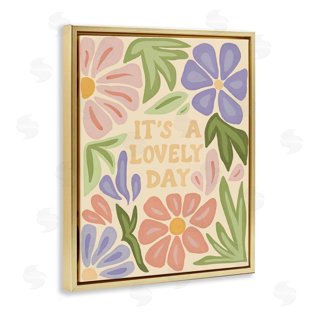 Amanda Houston Lovely Day with Florals Gold Floating Frame Canvas Wall Art Print