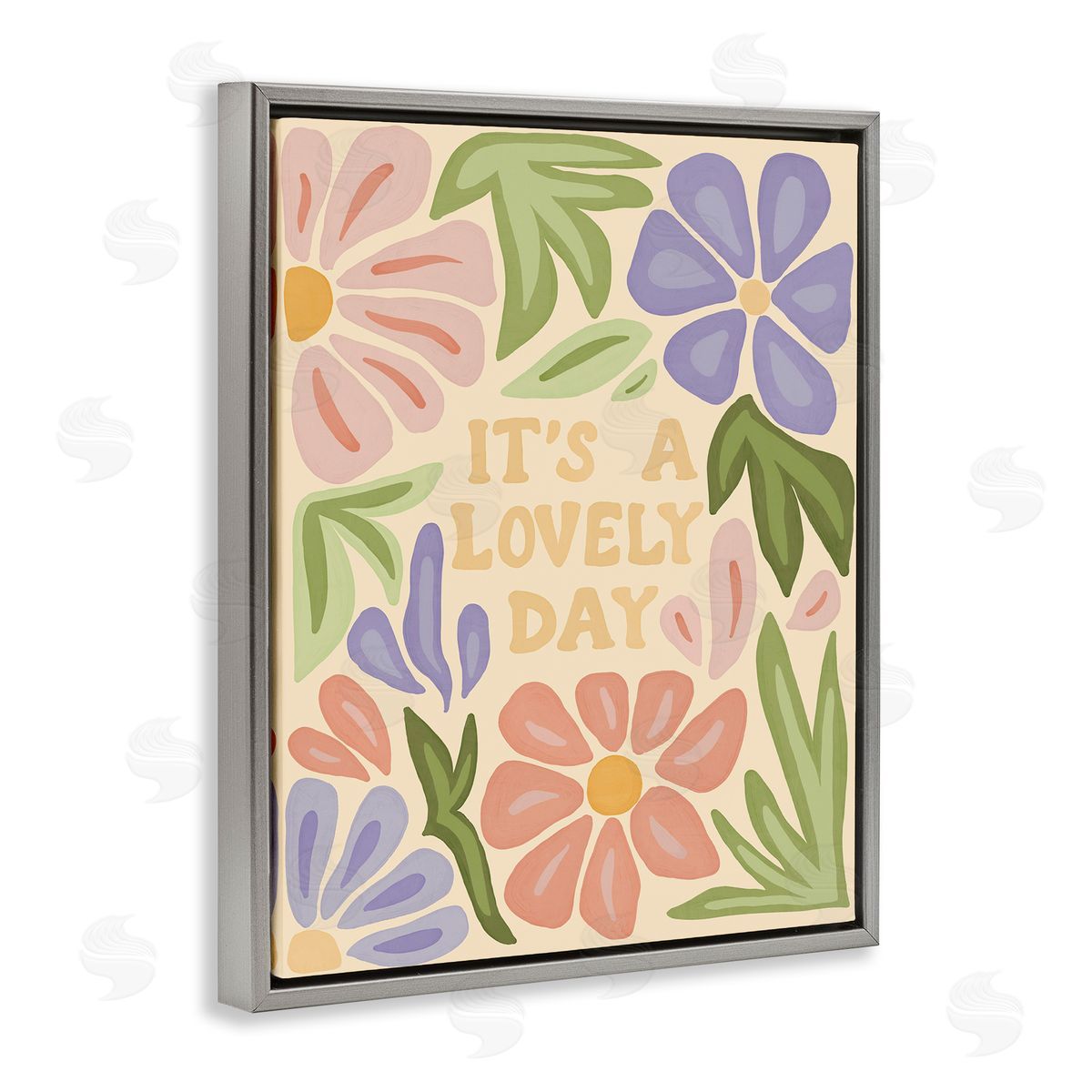 Amanda Houston Lovely Day with Florals Gray Floating Frame Canvas Wall Art Print