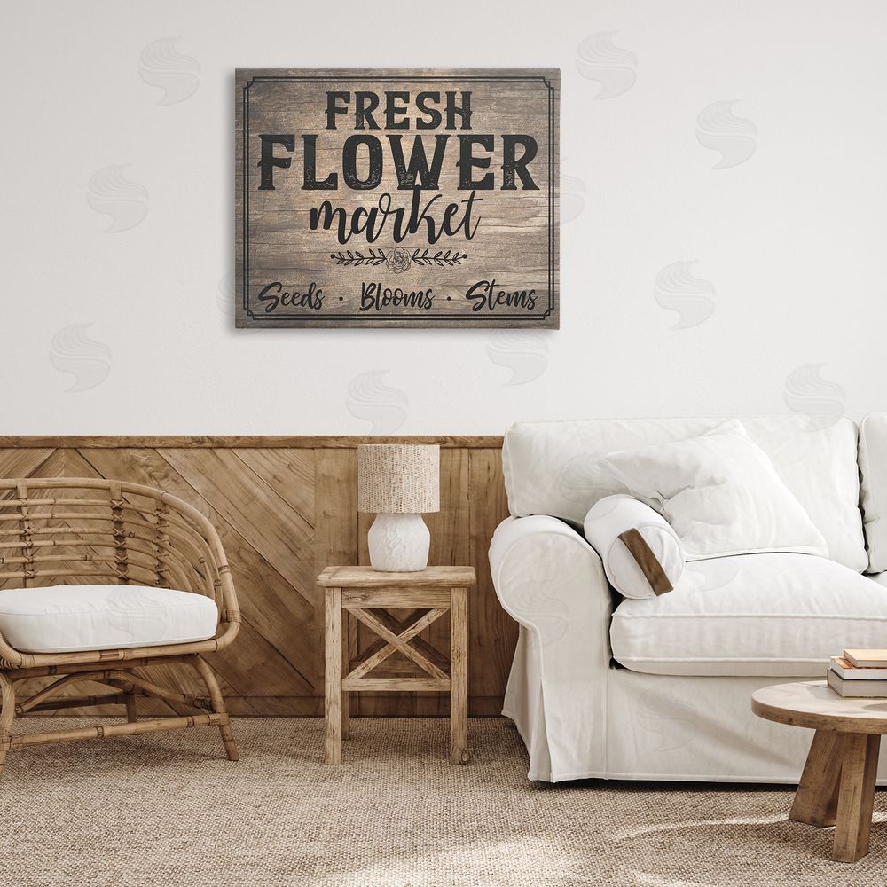 Angela Nickeas Rustic Flower Market Canvas Wall Art Print in Room