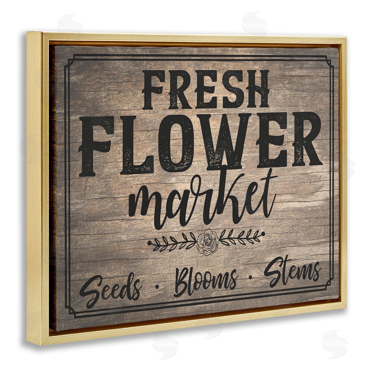 Angela Nickeas Rustic Flower Market Gold Floating Frame Canvas Wall Art Print