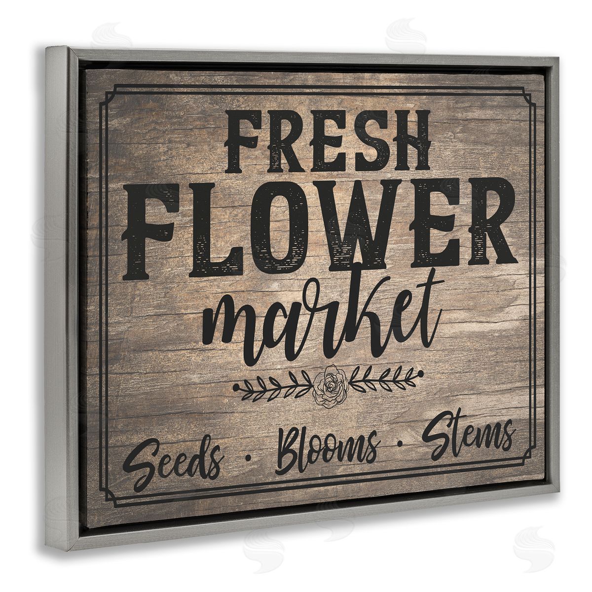 Angela Nickeas Rustic Flower Market Gray Floating Frame Canvas Wall Art Print