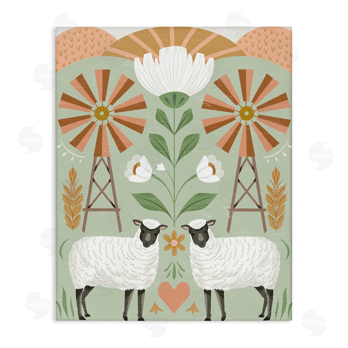 Arrolynn Weiderhold Sheep & Windmill Pattern Canvas Wall Art Print
