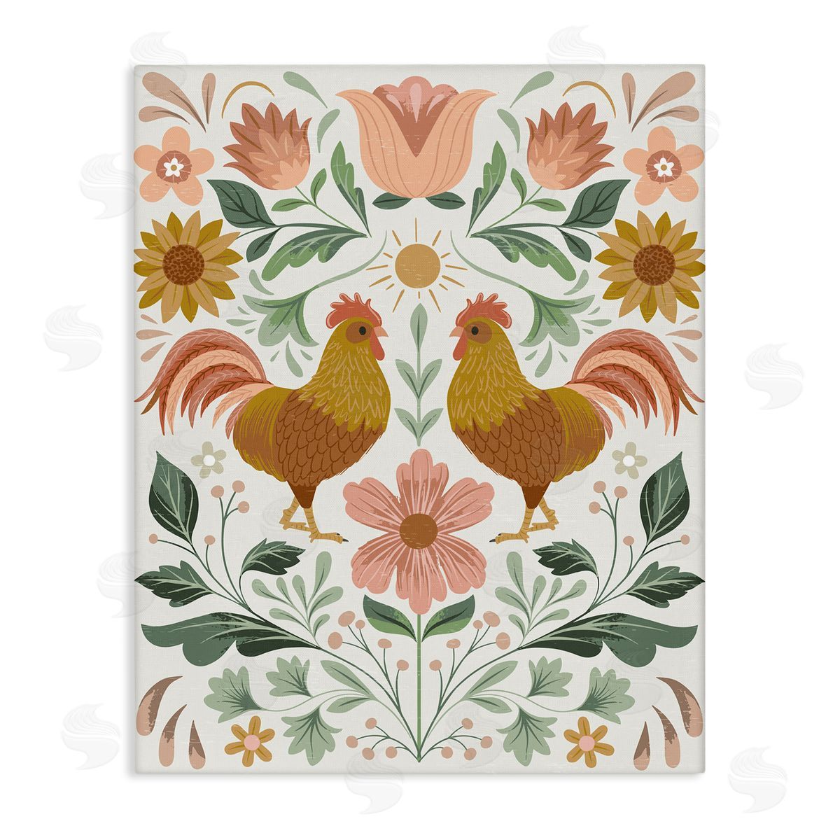 Arrolynn Weiderhold Hen & Florals Pattern Canvas Wall Art Print