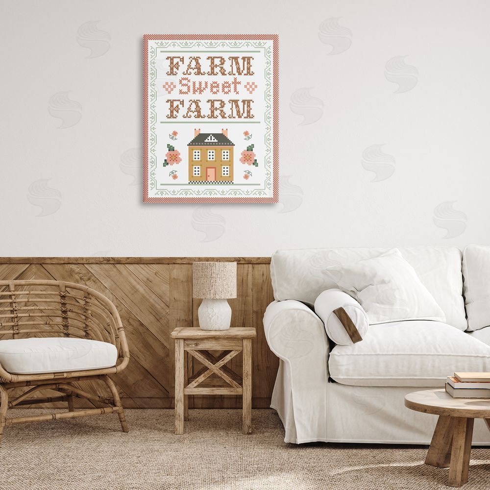 Arrolynn Weiderhold Sweet Farm Needlepoint Style Canvas Wall Art Print in Room