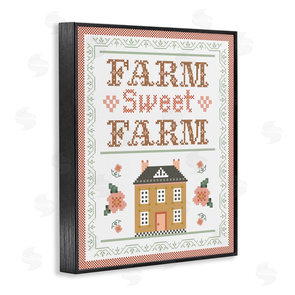 Arrolynn Weiderhold Sweet Farm Needlepoint Style Black Framed Giclee Wall Art Print
