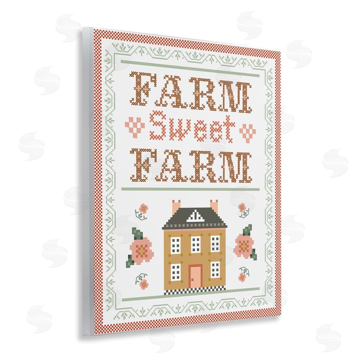 Arrolynn Weiderhold Sweet Farm Needlepoint Style Wooden Wall Plaque Art Print