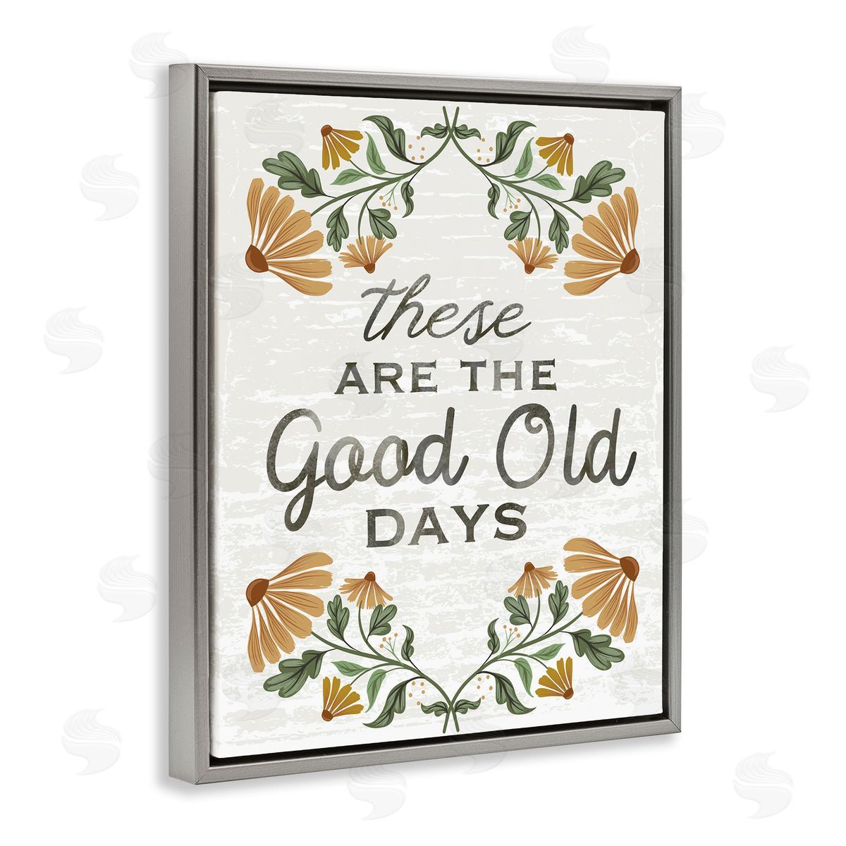 Arrolynn Weiderhold Good Days Floral Pattern Gray Floating Frame Canvas Wall Art Print