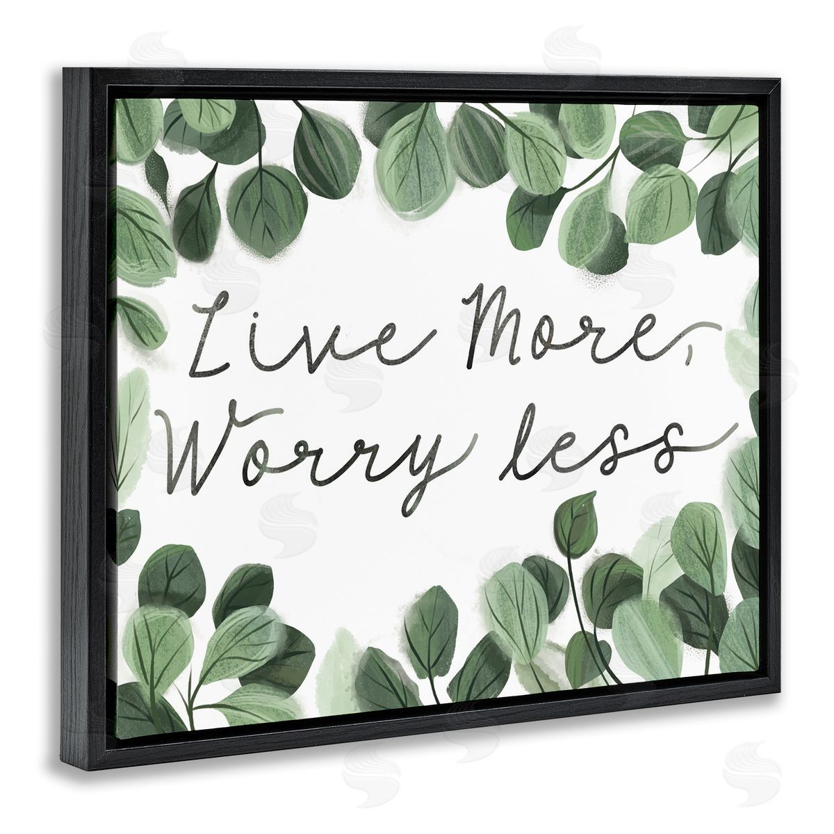 Arrolynn Weiderhold Love More Worry Less Black Floating Frame Canvas Wall Art Print