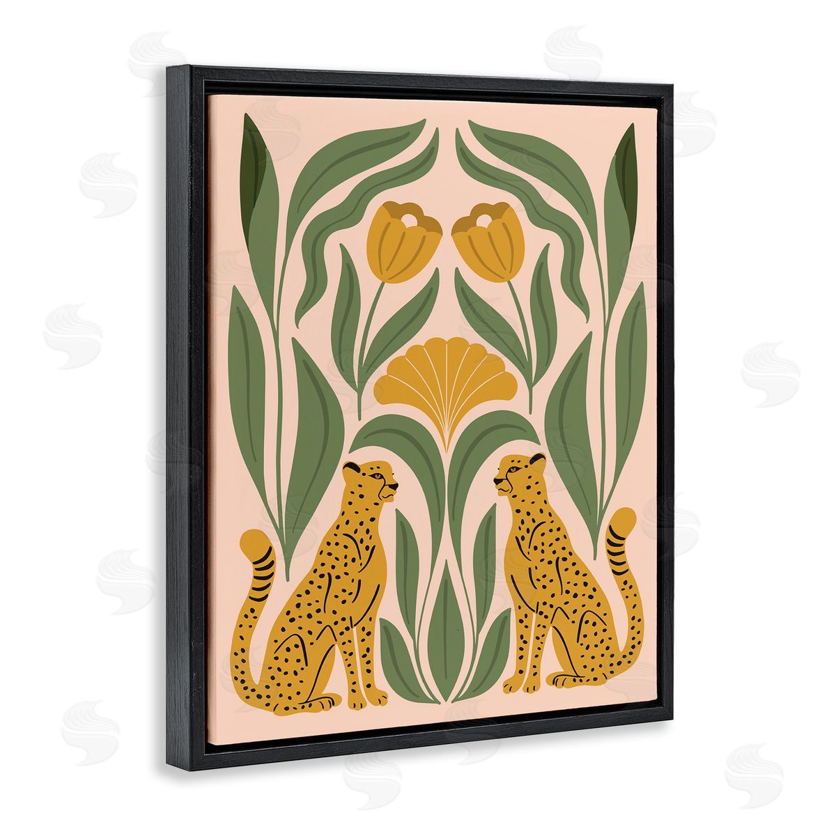 Hey Bre! Creative Studio Boho Chic Mirrored Leopards Black Floating Frame Canvas Wall Art Print
