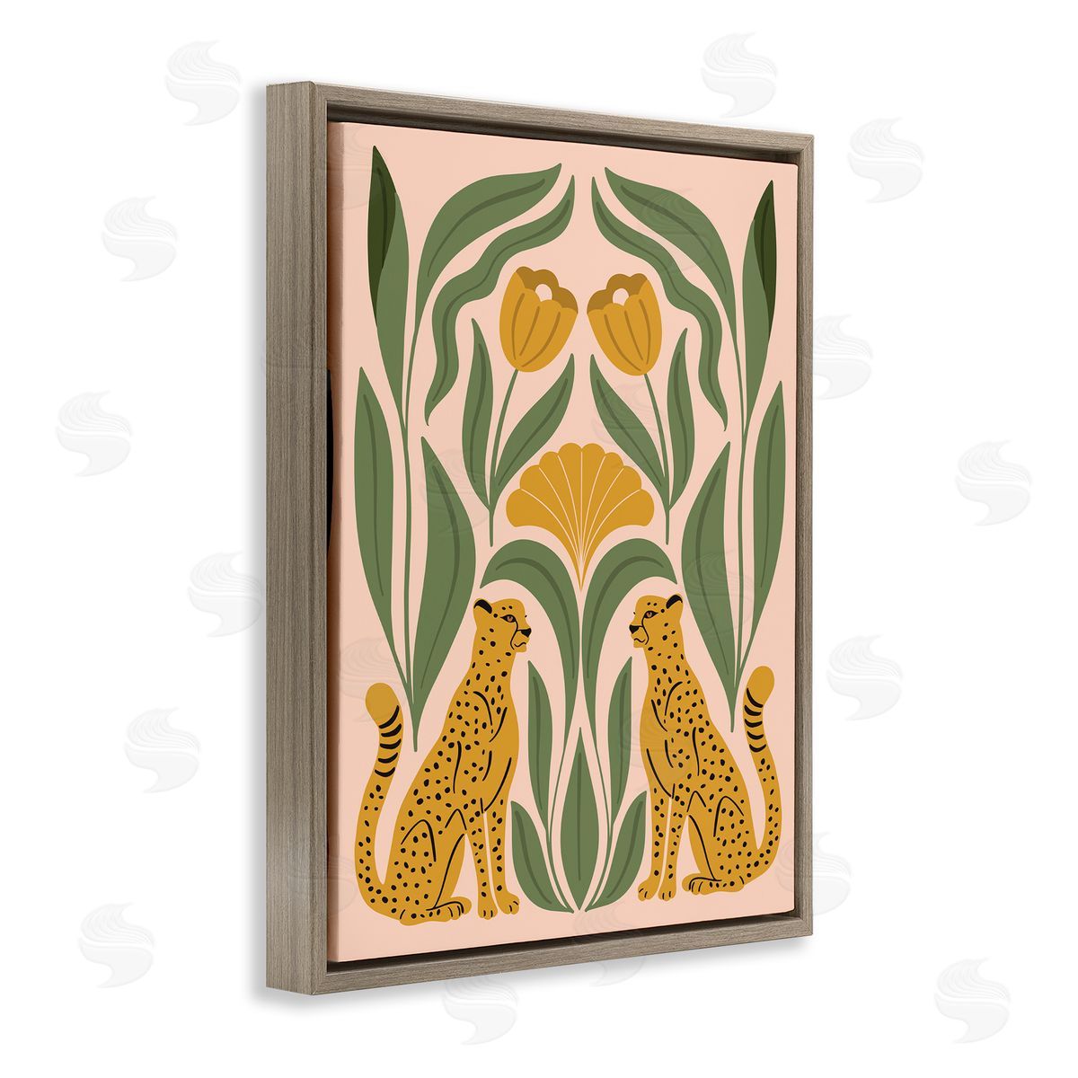 Hey Bre! Creative Studio Boho Chic Mirrored Leopards Brown Floating Frame Canvas Wall Art Print