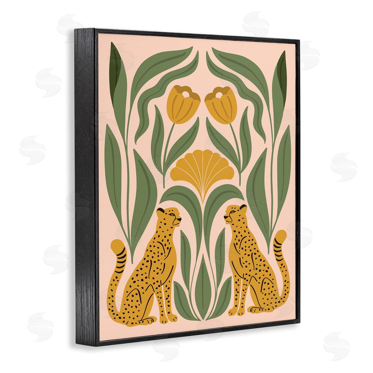 Hey Bre! Creative Studio Boho Chic Mirrored Leopards Black Framed Giclee Wall Art Print