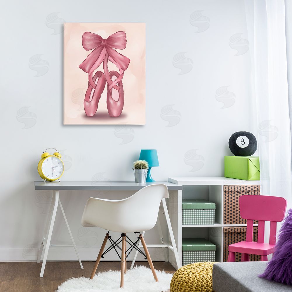 Hey Bre! Creative Studio Ballet Slippers Bow Canvas Wall Art Print in Room