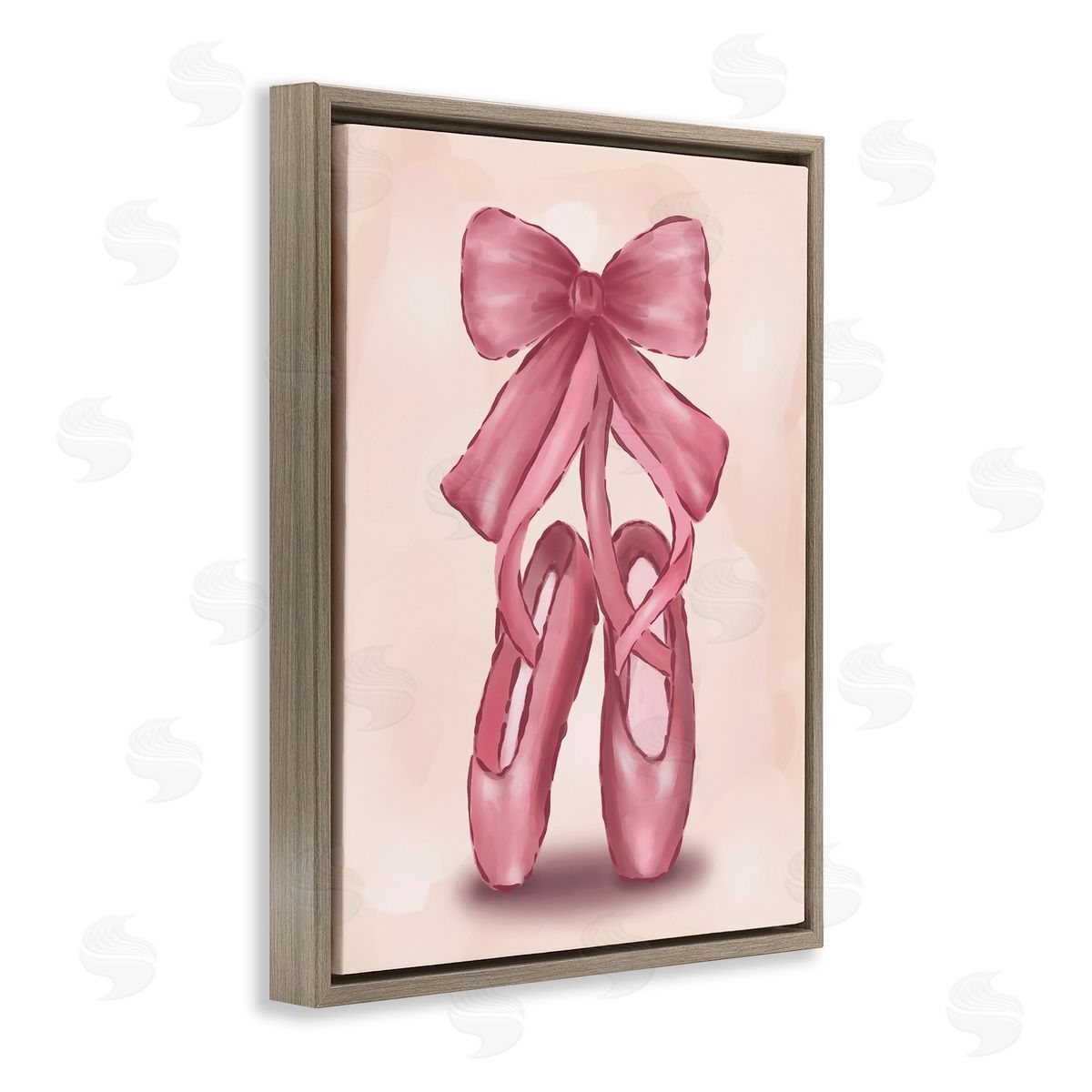 Hey Bre! Creative Studio Ballet Slippers Bow Brown Floating Frame Canvas Wall Art Print