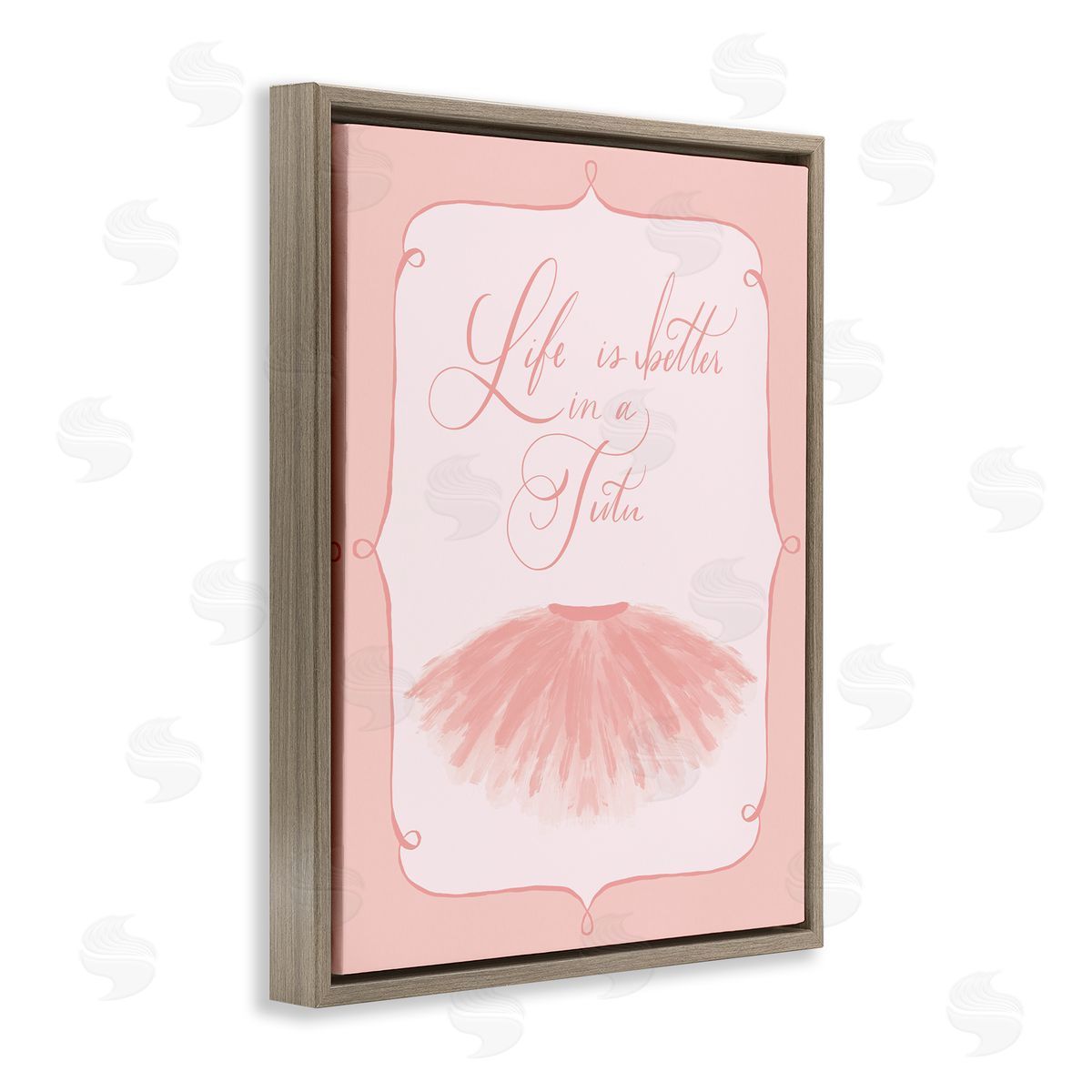 Hey Bre! Creative Studio Life's Better in Tutu Brown Floating Frame Canvas Wall Art Print