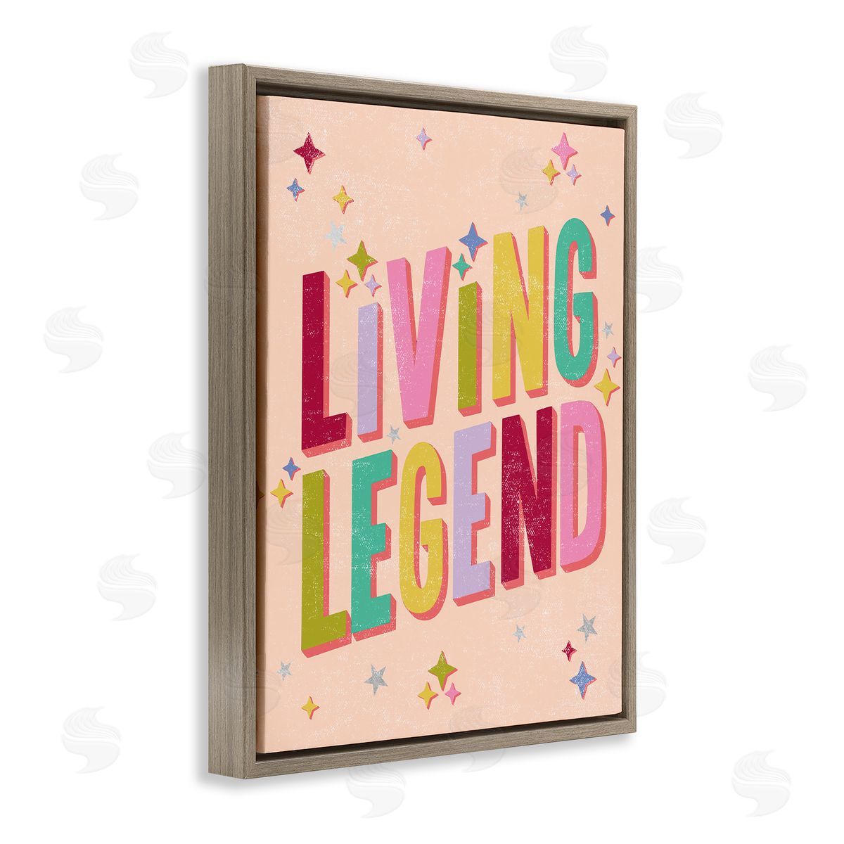 Caroline Alfreds Vintage Living Legend Phrase Brown Floating Frame Canvas Wall Art Print