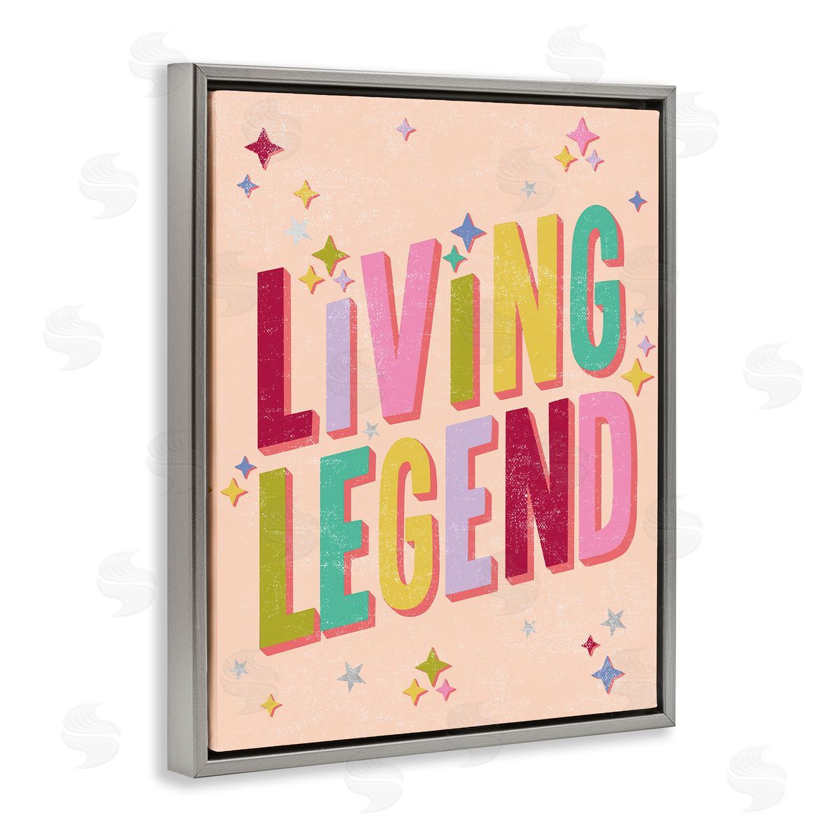 Caroline Alfreds Vintage Living Legend Phrase Gray Floating Frame Canvas Wall Art Print