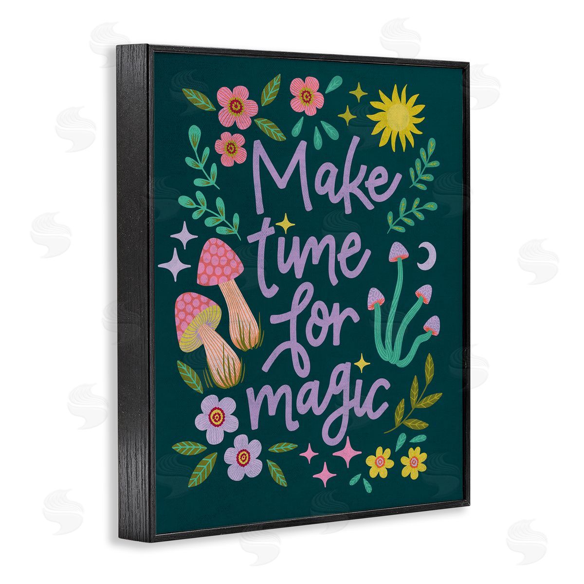 Caroline Alfreds Time For Magic with Florals Black Framed Giclee Wall Art Print