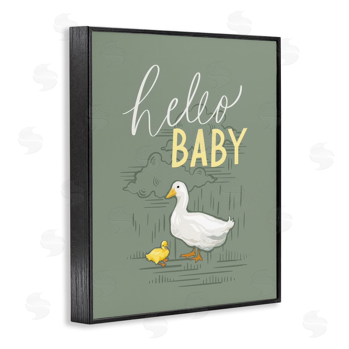 Caverly Smith Hello Baby Duck & Duckling Black Framed Giclee Wall Art Print