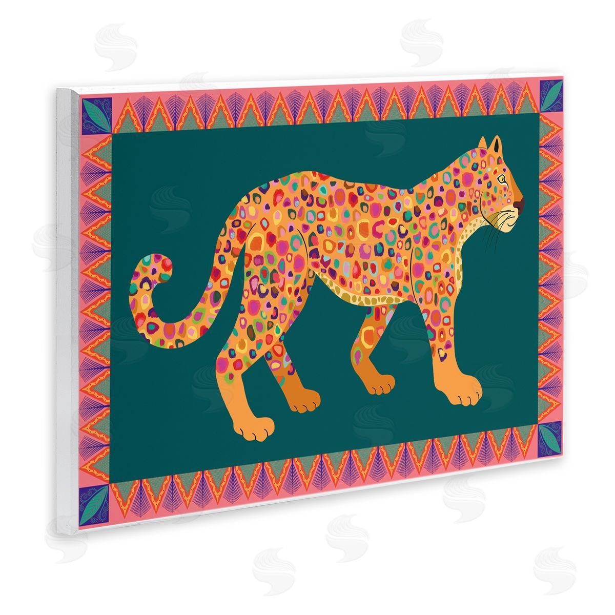 Darlene Seale Bold Patterned Lion Wooden Wall Plaque Art Print